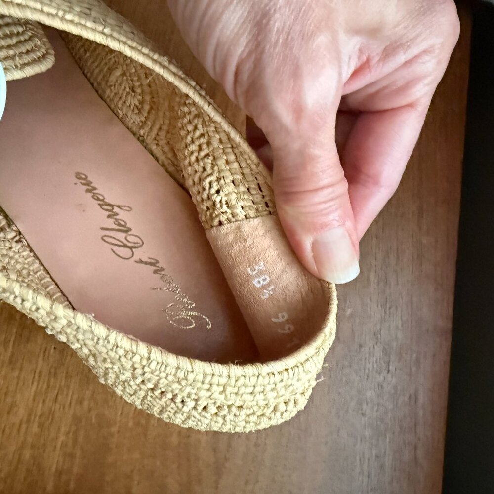 robert clergerie raffia sneaker cottage wedge 38.5 (runs big, fits 9) - Picture 4 of 4